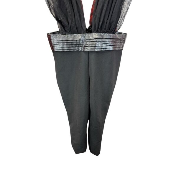 Fashion Nova Black Bandage Jumpsuit Tulle Detail Faux Leather Waistband L - Picture 9 of 12